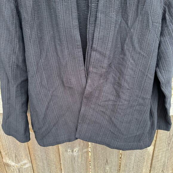 Eileen Fisher Cardigan Top Blazer Long Sleeves Waffle Knit  Black XL Capstone - Picture 4 of 7